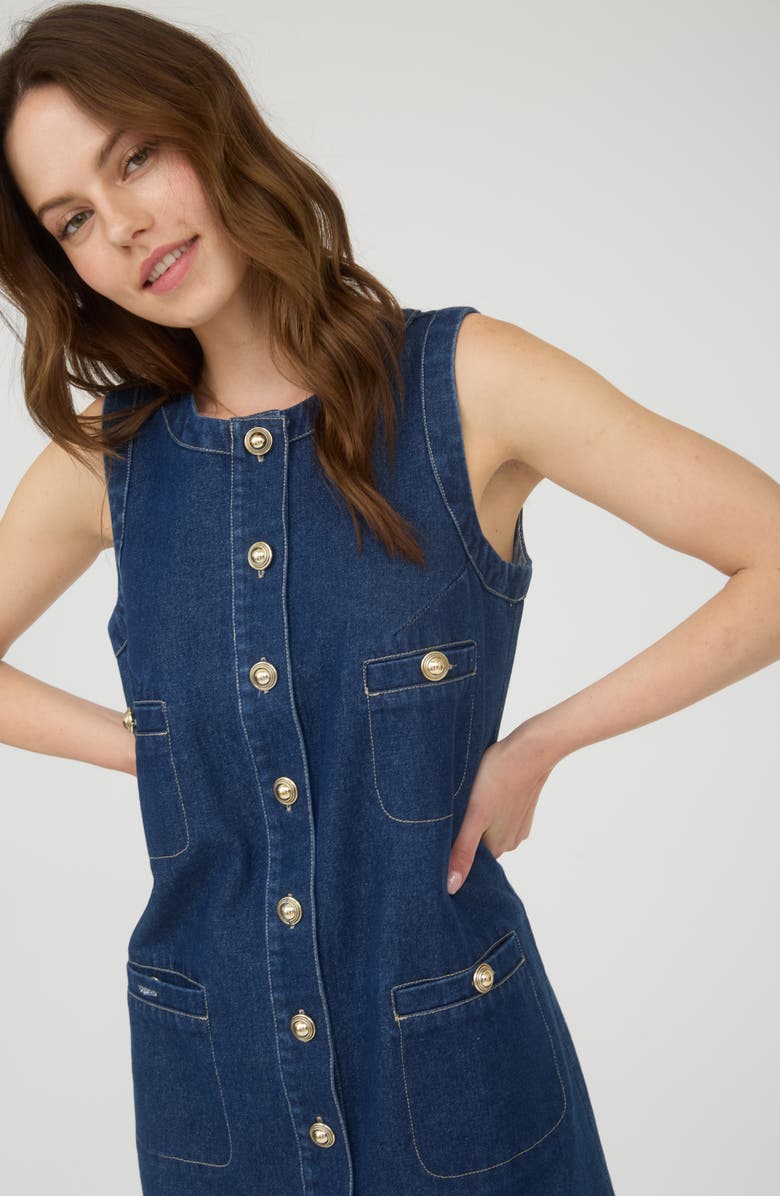 Sleeveless Button Front Denim Minidress