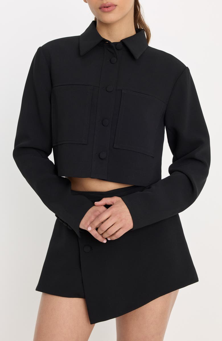Good American Luxe Crop Jacket, Main, color, Black001