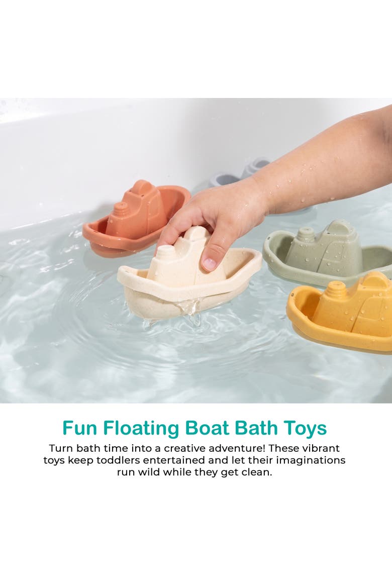 Floating Boats Mold Free Educational Bath Toy 5-Piece Set, Alternate, color, Multicolor