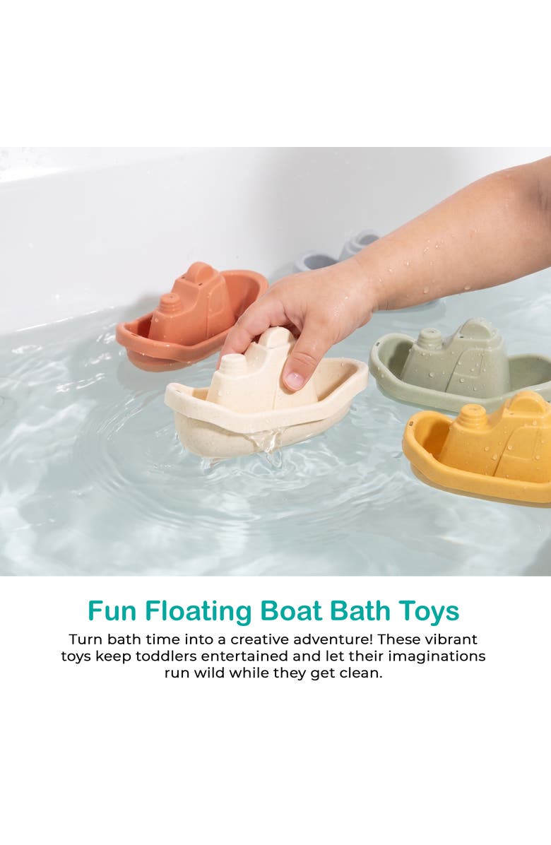 Sperric Floating Boats Mold Free Educational Bath Toy 5-Piece Set, Alternate, color, Multicolor