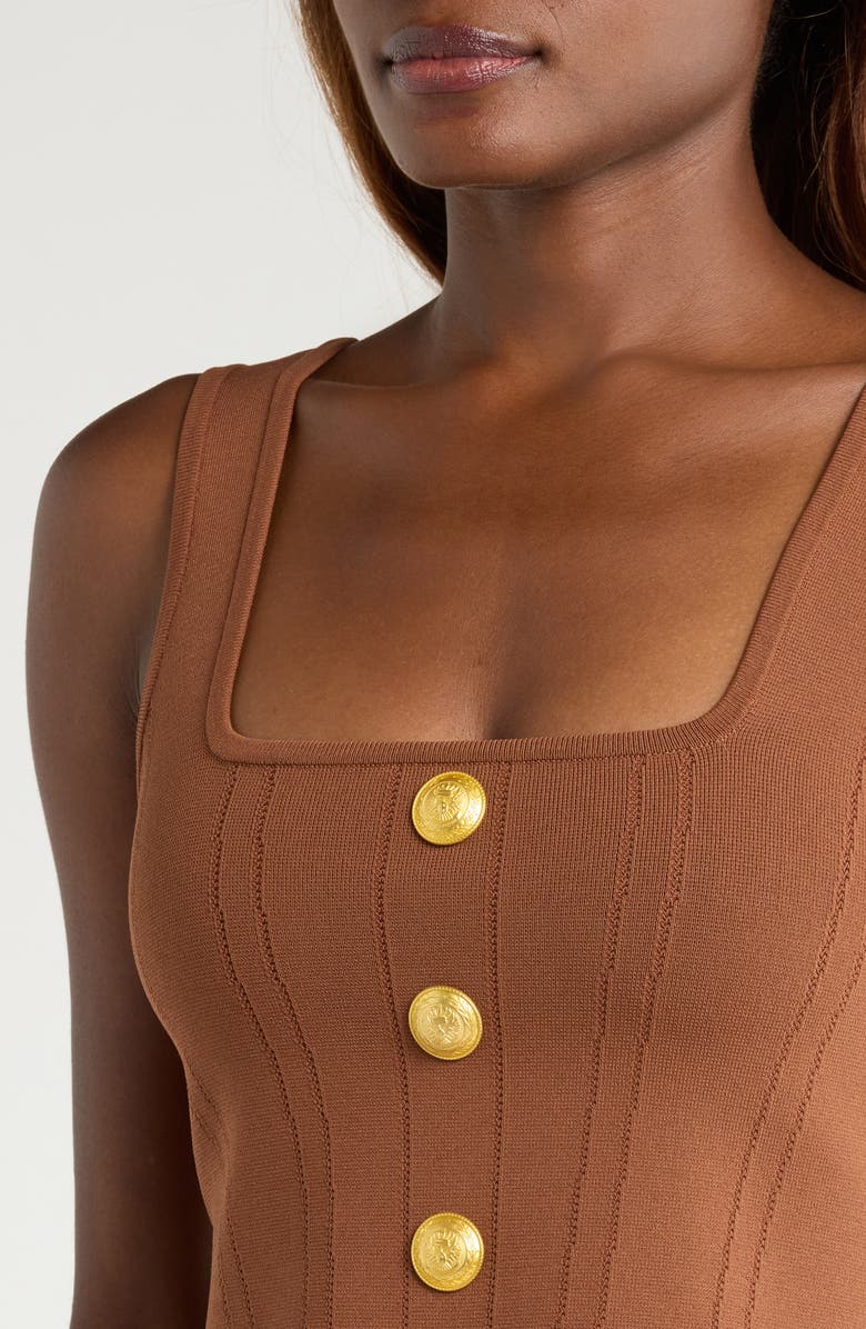 L'AGENCE Saga Square Neck Tank, Alternate, color, Sepia Brown/ Gold