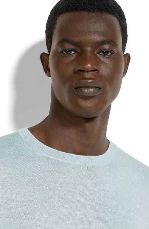 Zegna Silk Blend Regular Fit Crewneck Sweater In Aqua
