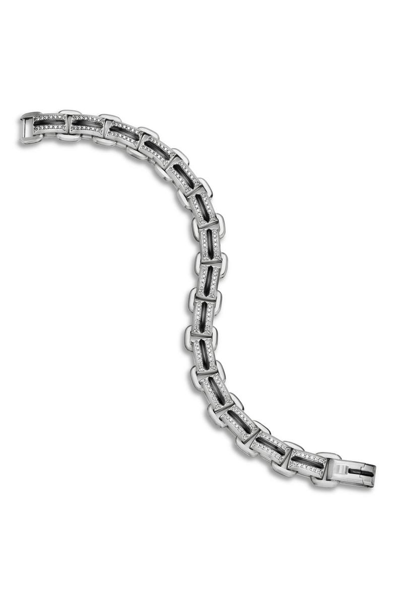 David Yurman Deco Beveled Link Bracelet with Pavé Diamonds, Alternate, color, Sterling Silver