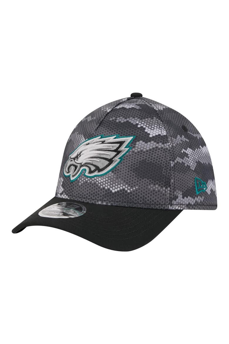 Men's New Era  Black Philadelphia Eagles Camo A-Frame 39THIRTY Flex Hat, Main, color, Black