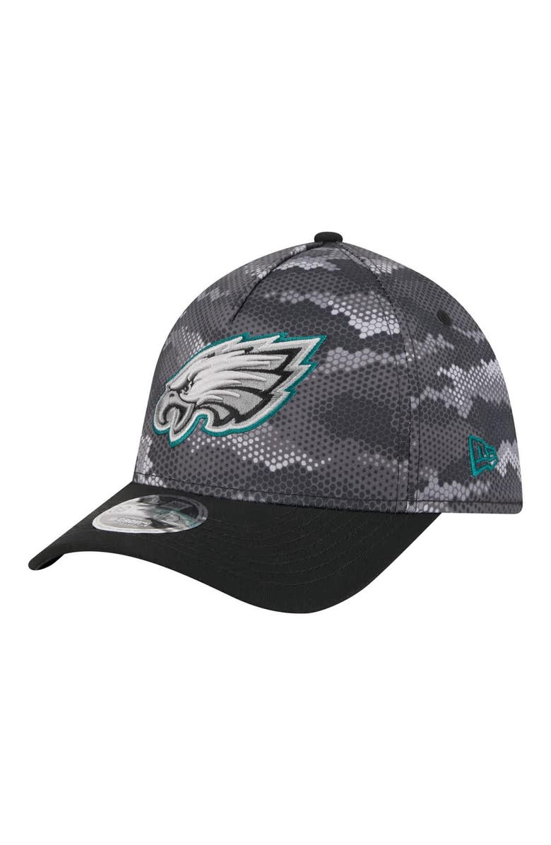 New Era Men's New Era Black Philadelphia Eagles Camo A-Frame 39THIRTY Flex Hat, Main, color, Black