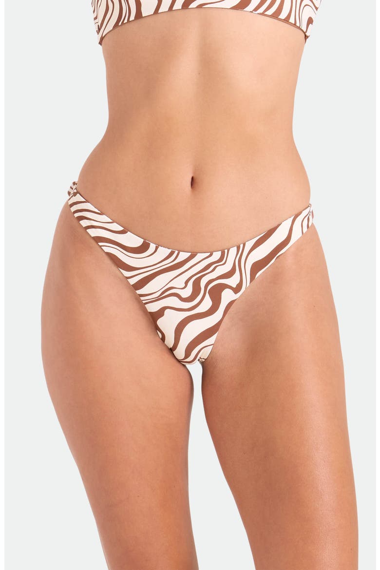 Coco Retro Bloom Reversible Bikini Bottoms, Alternate, color, DARK BROWN