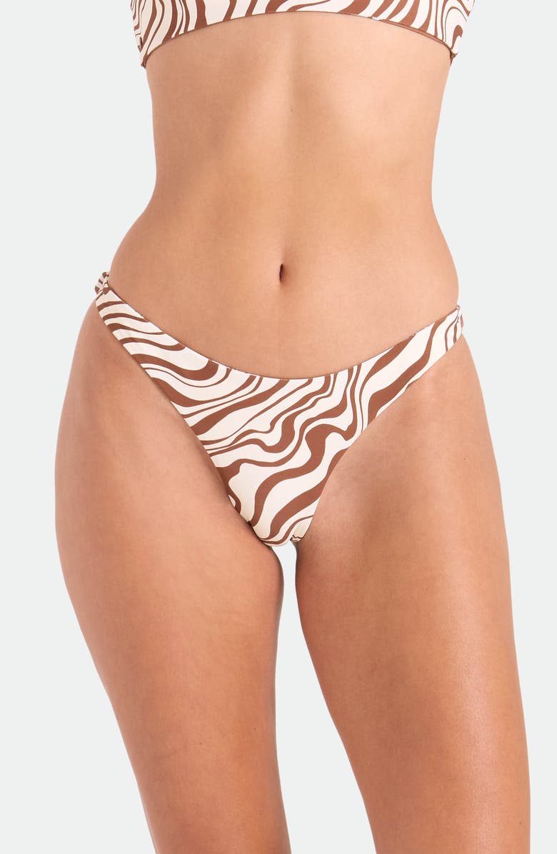Volcom Coco Retro Bloom Reversible Bikini Bottoms, Alternate, color, Dark Brown