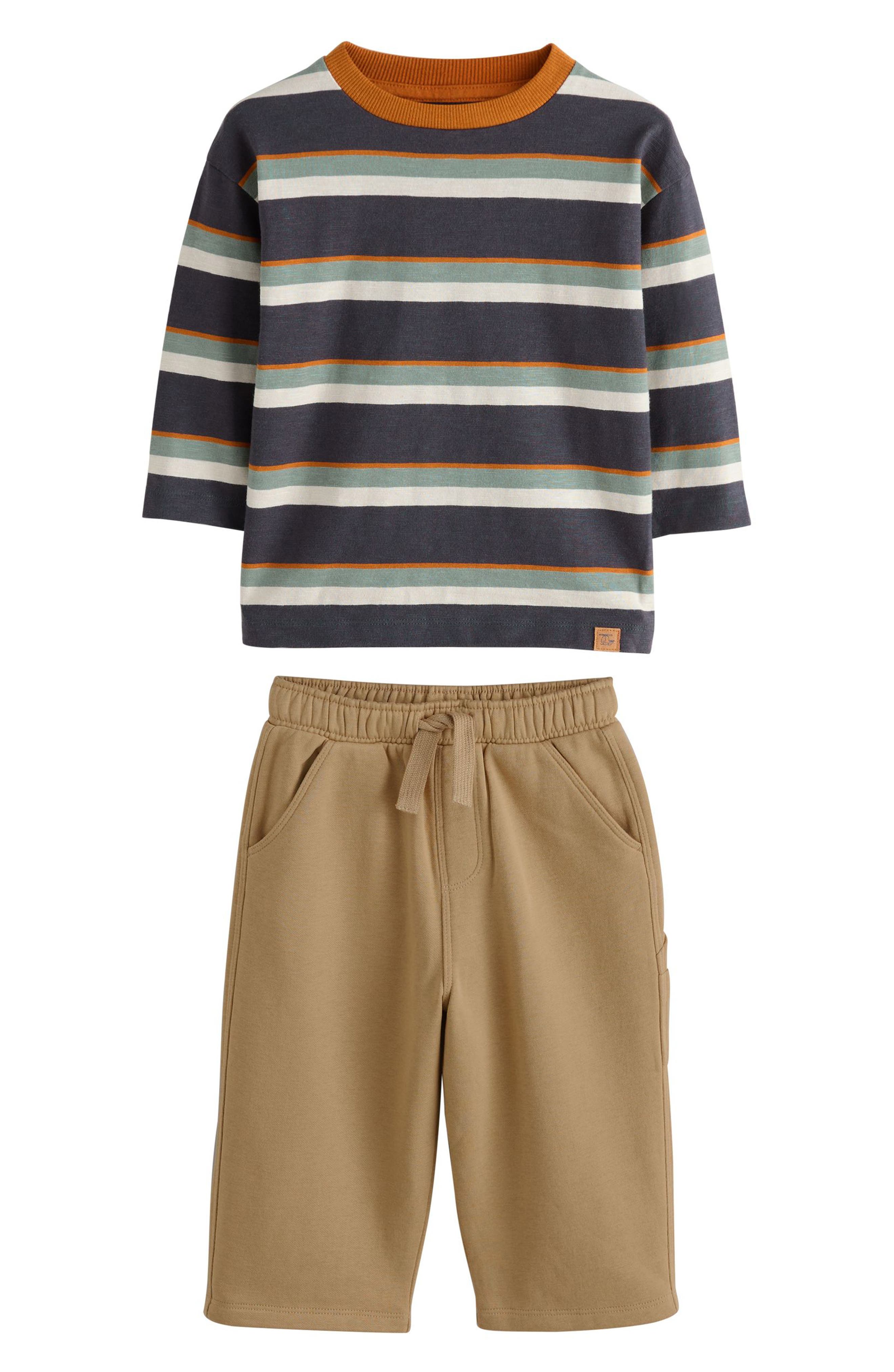 Kids' Stripe Crewneck Shirt & Sweatpants Set