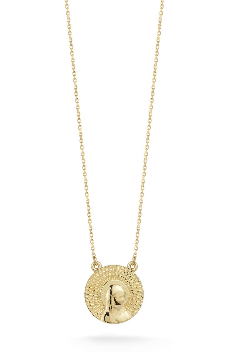Ember Fine Jewelry Mary Medallion Necklace, Main, color, Gold