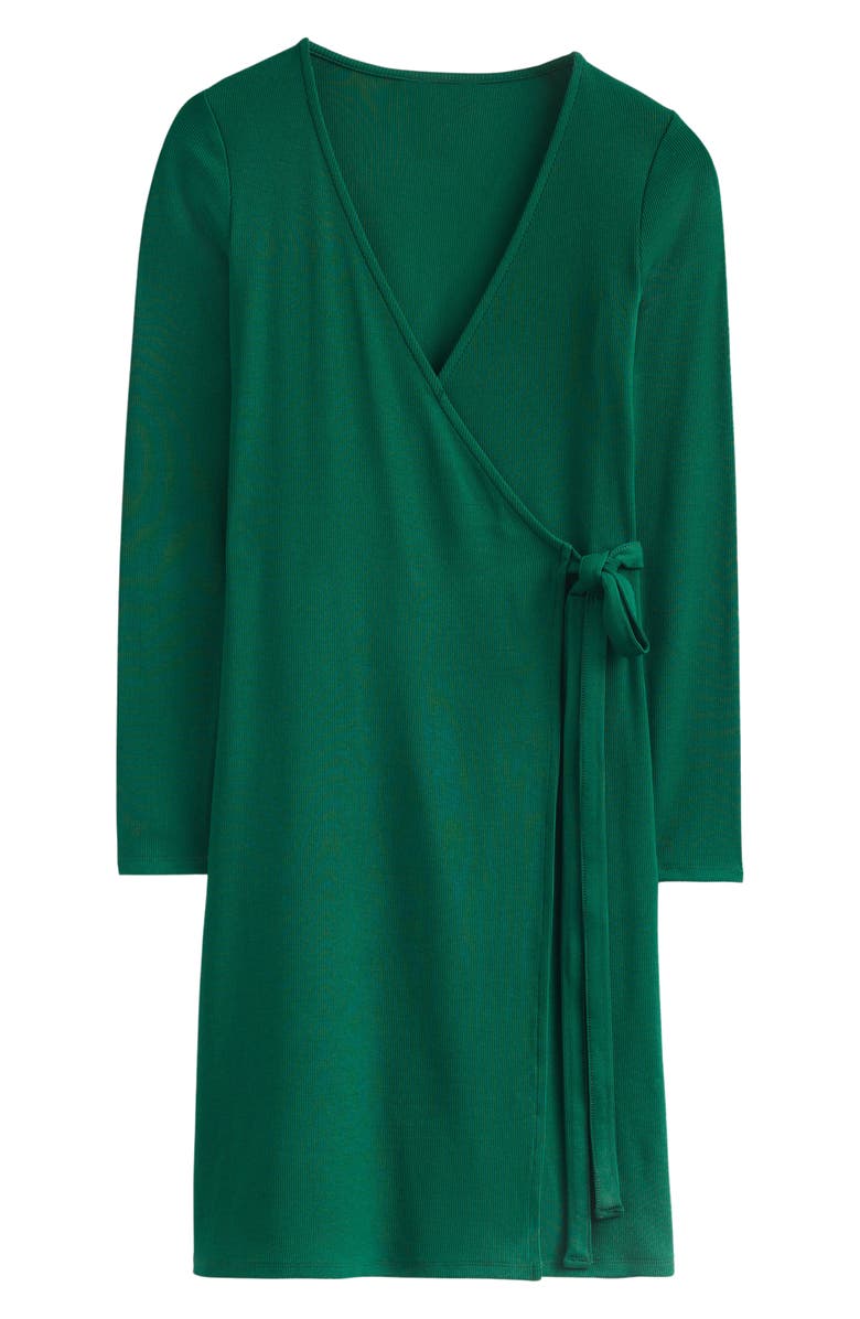 Boden Jersey Rib Long Sleeve Wrap Dress, Main, color,