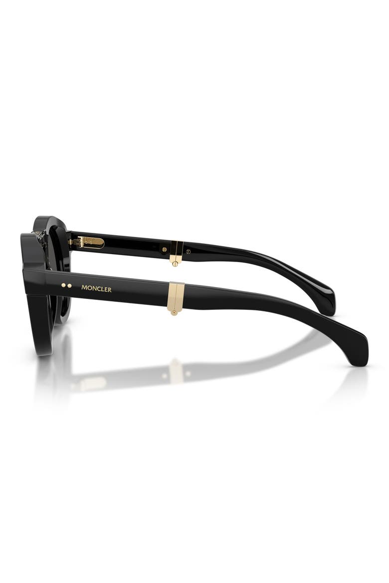 Glisse 47mm Small Round Sunglasses, Alternate, color, BLACK / DARK GREY SOLID