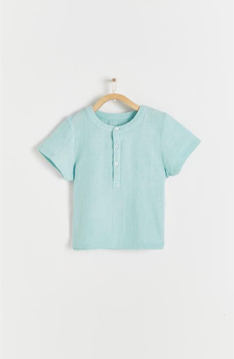 Monet Mandarin Collar Short Sleeve Shirt