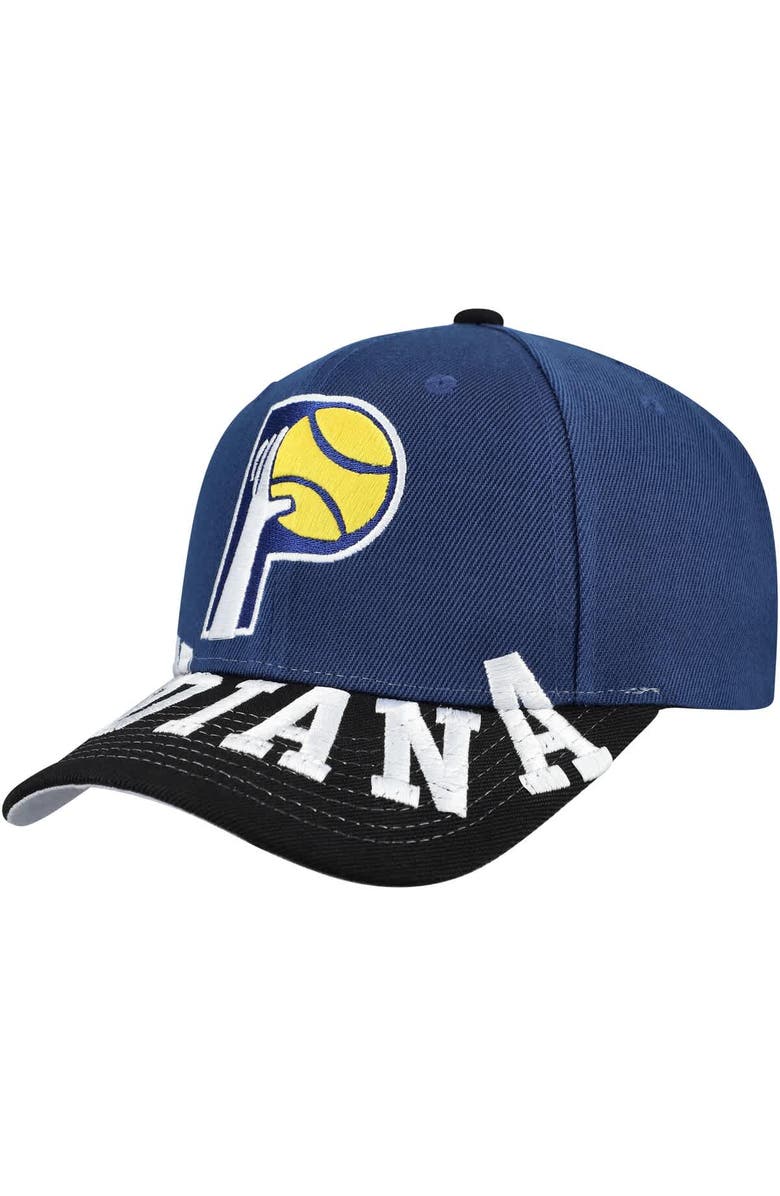 Mitchell & Ness Men's Mitchell & Ness Navy/Black Indiana Pacers Underarch Two-Tone Pro Crown Snapback Hat, Main, color, 