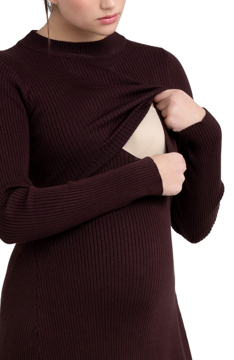 Ripe Maternity Hailey Rib Long Sleeve Maternity/Nursing Dress, Alternate, color, 