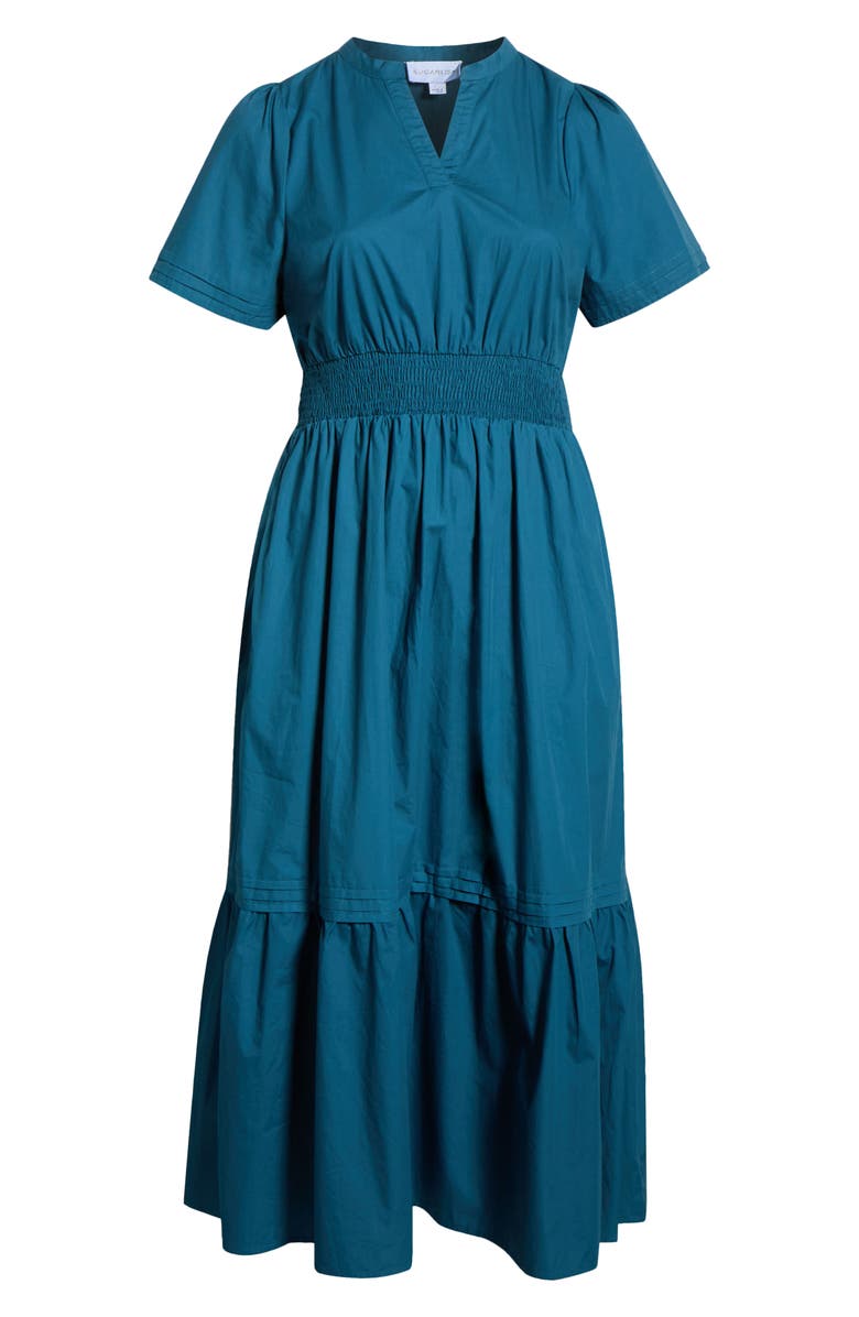 SUGARLIPS Belraj Cotton Poplin Maxi Dress, Alternate, color, Teal