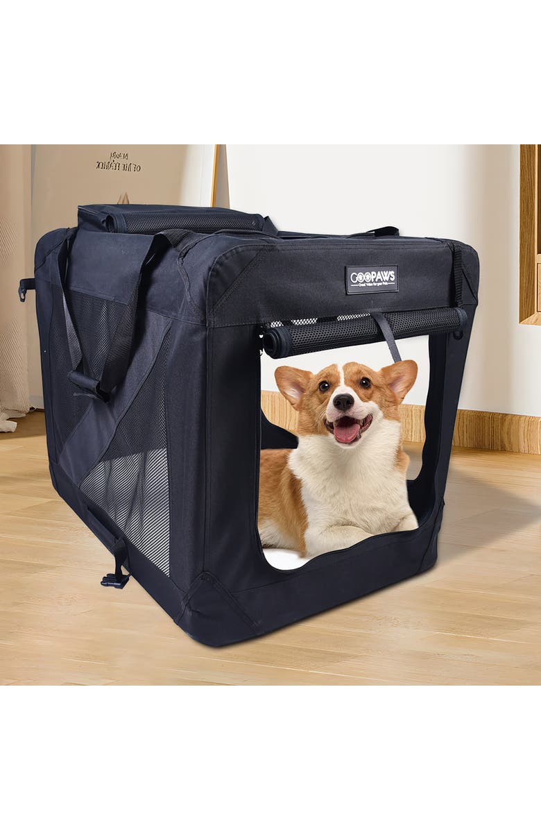 JESPET Soft Pet Crate 30", 50Lb Capacity, Alternate, color, Multicolored