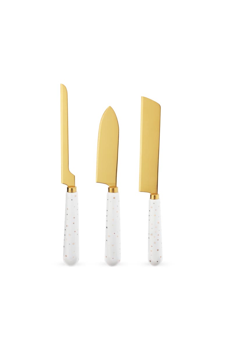 TWINE Starlight Cheese Knife Set of 3, Main, color, White