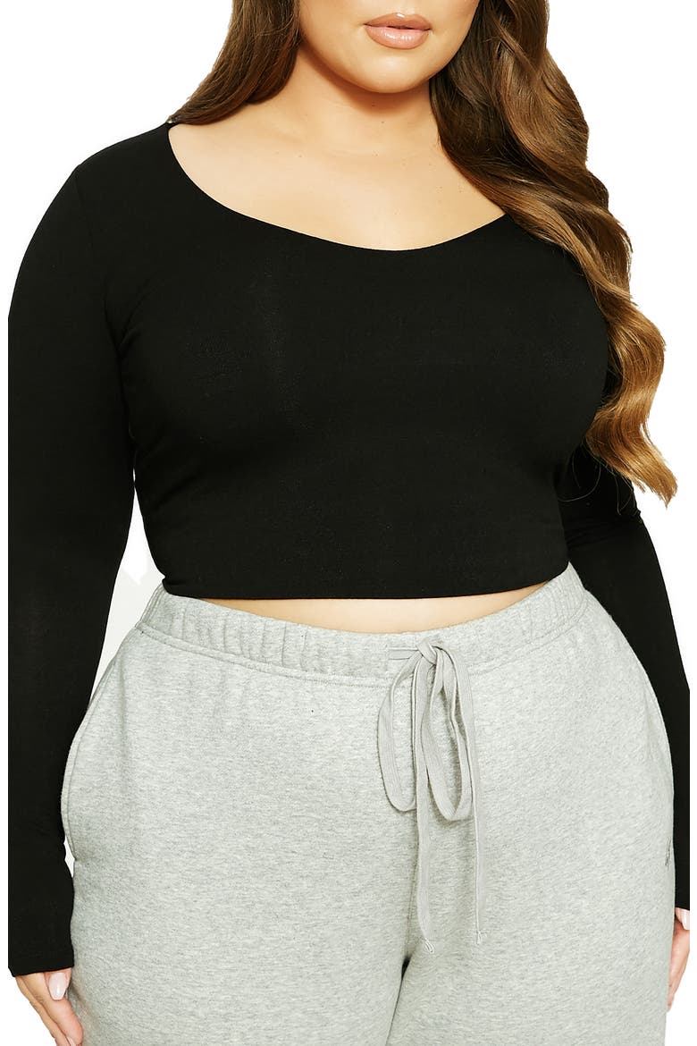 LORI DEEP SCOOP NECK CROP TOP, Alternate, color, BLACK