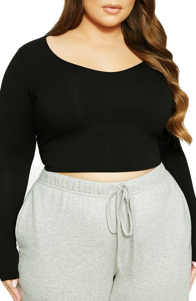 Naked Wardrobe x Lori Harvey Scoop Neck Crop Top, Main, color,