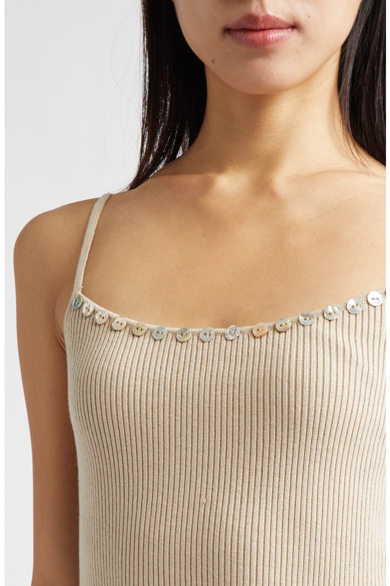 Soleil Wool & Cotton Rib Sweater Tank, Alternate, color, FAWN