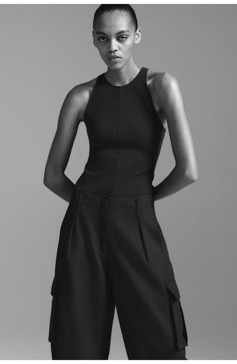 H&M Barrel-leg Cargo Trousers, Alternate, color, Dark Brown