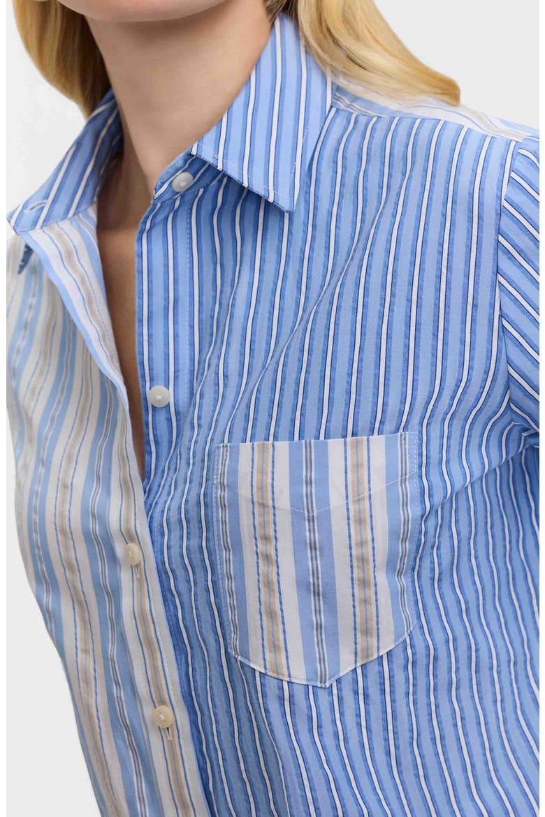 Meghan Mix Stripe Seersucker Button-Up Top, Alternate, color, BLUE/ MULTI