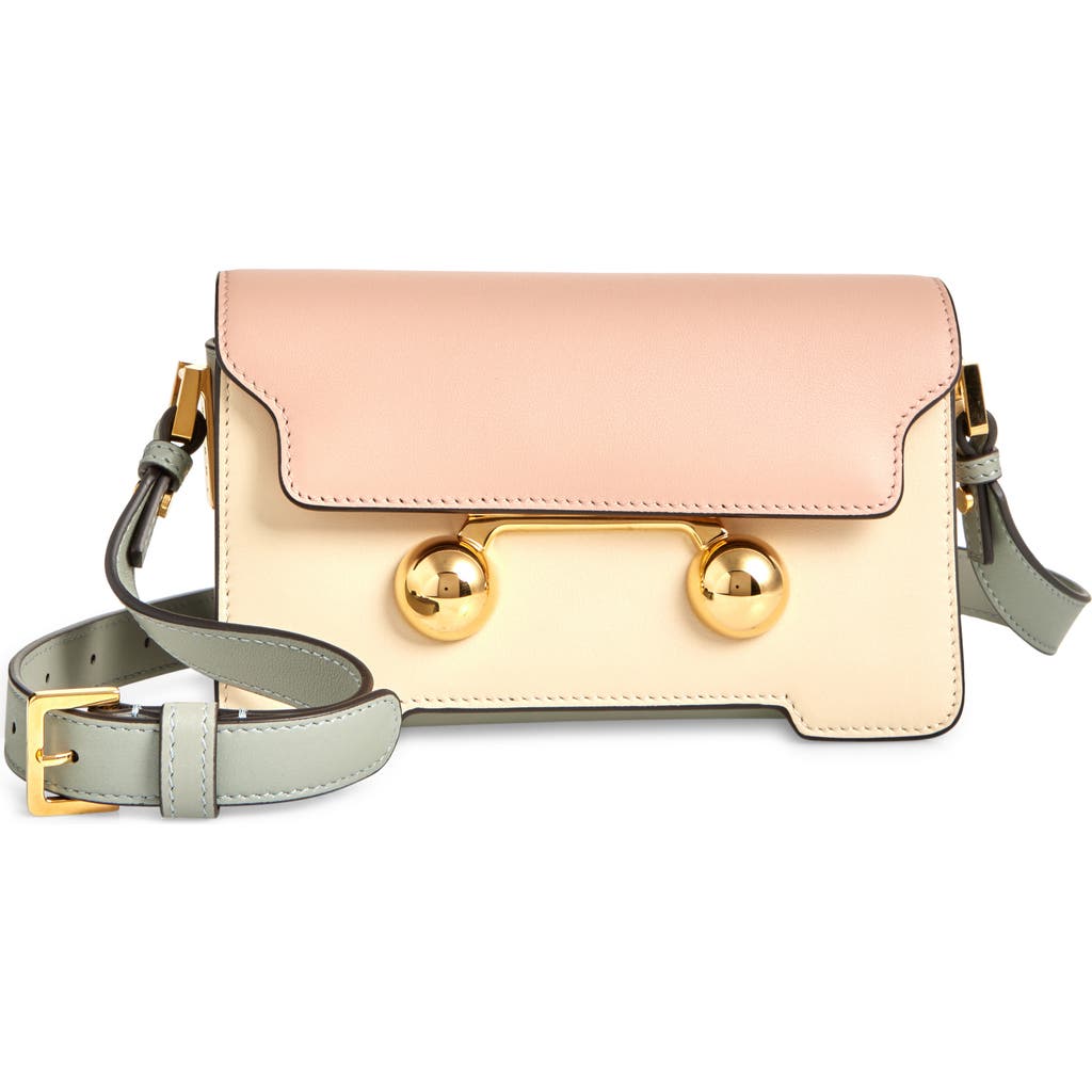 Marni Multicolor Leather Trunkaroo Mini Shoulder Bag In Camelia/shell/storm