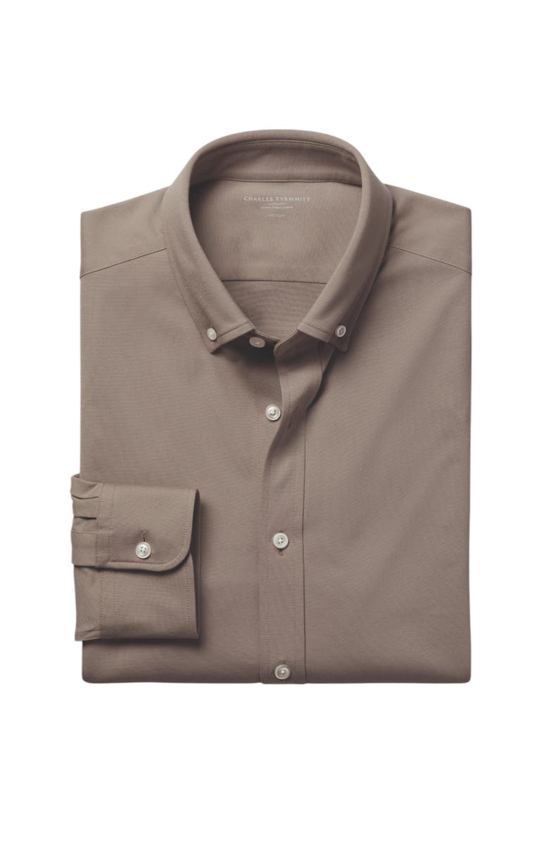 Charles Tyrwhitt 4 Way Stretch Jersey Shirt, Alternate, color, Mocha