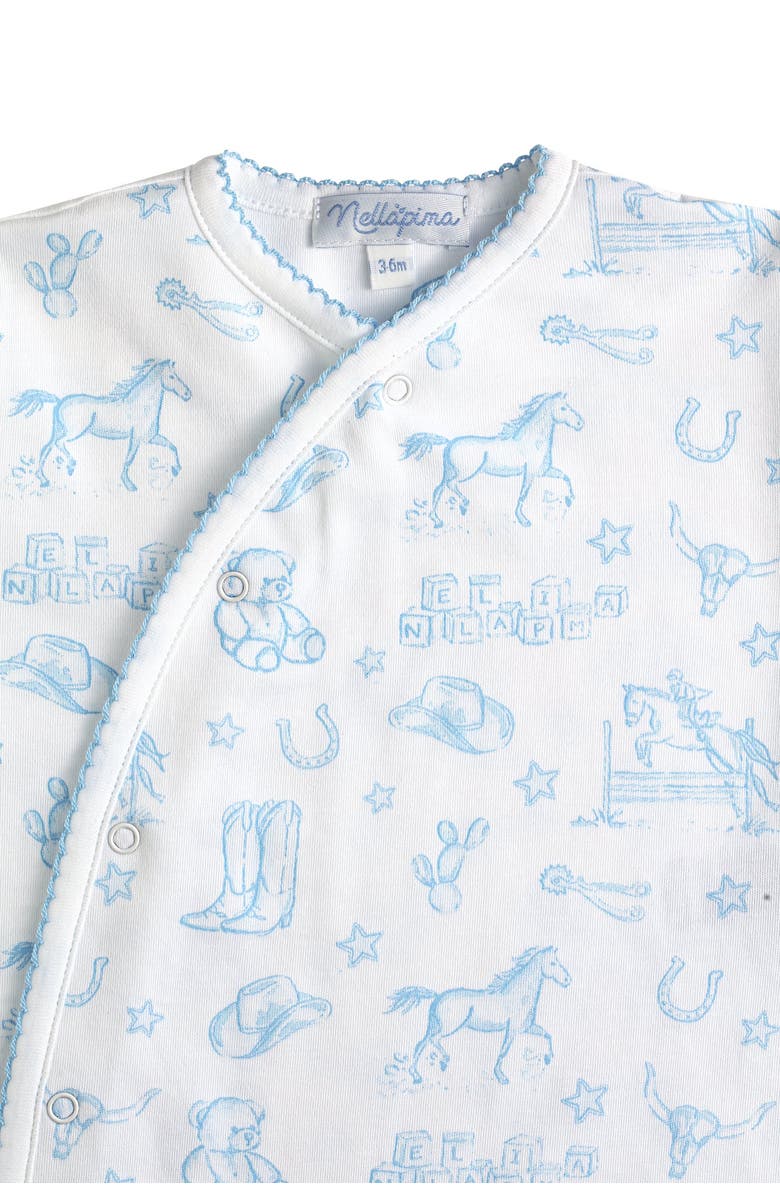 Nellapima Blue Lone Star Toile Print Crossover Footie - Baby, Alternate, color, Blue