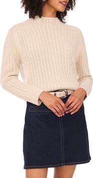 Vince Camuto Pointelle Funnel Neck Sweater