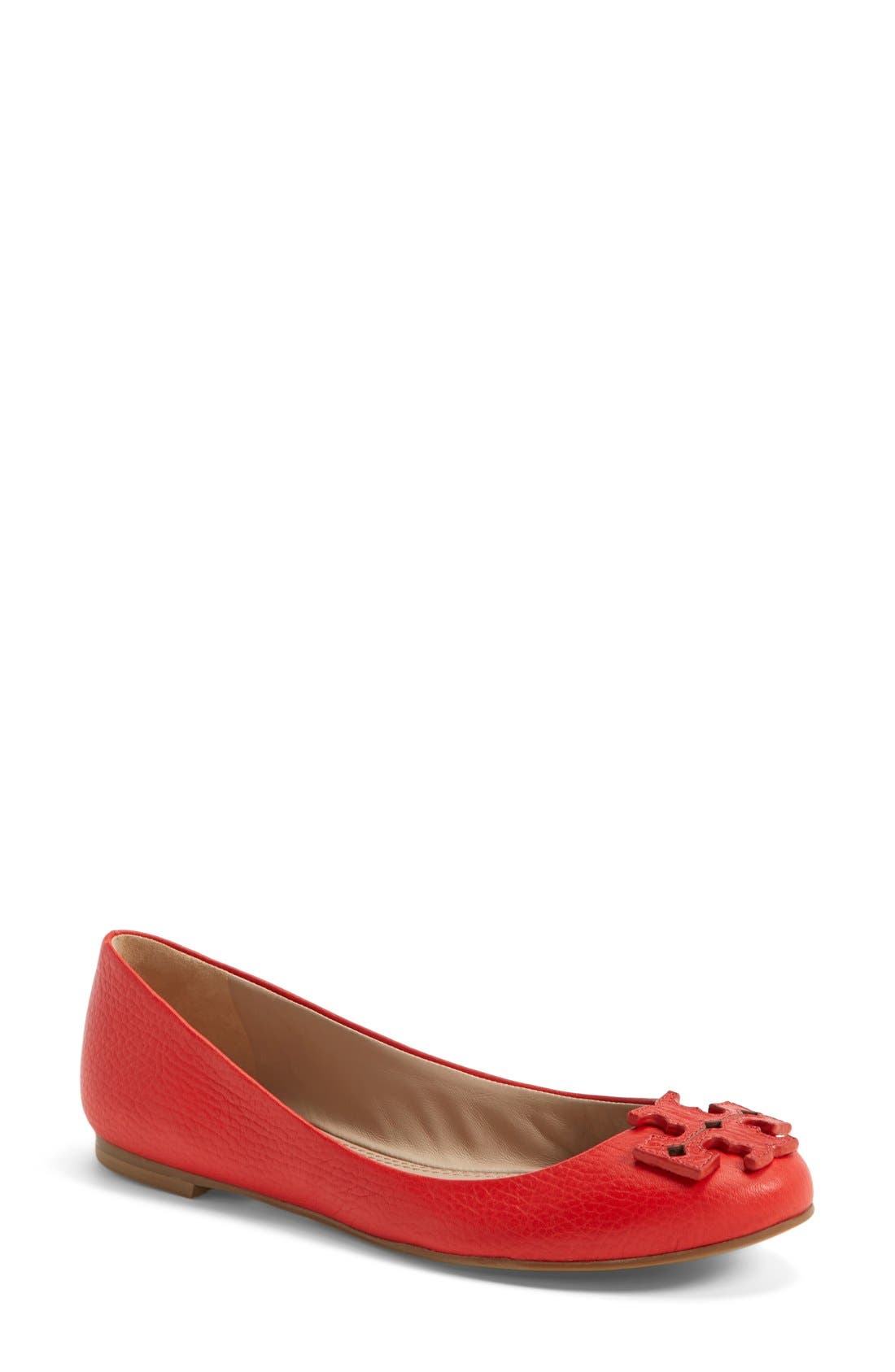 'Moore' Leather Flat, Alternate, color, MASAI RED