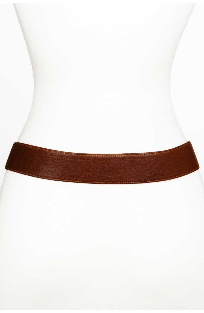 Raina Belts Floral Buckle Leather Belt, Alternate, color, Cognac