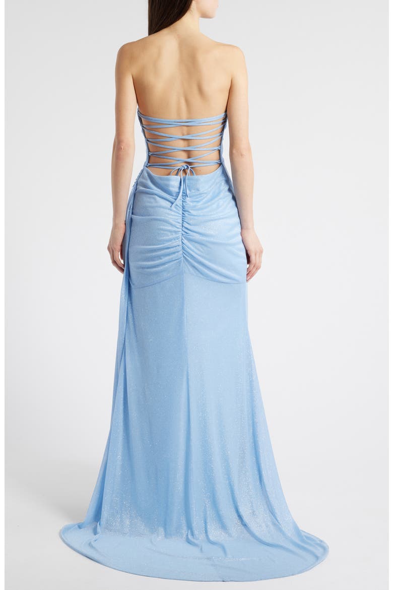Glitter Strapless Lace-Up Gown, Alternate, color, LIGHT BLUE