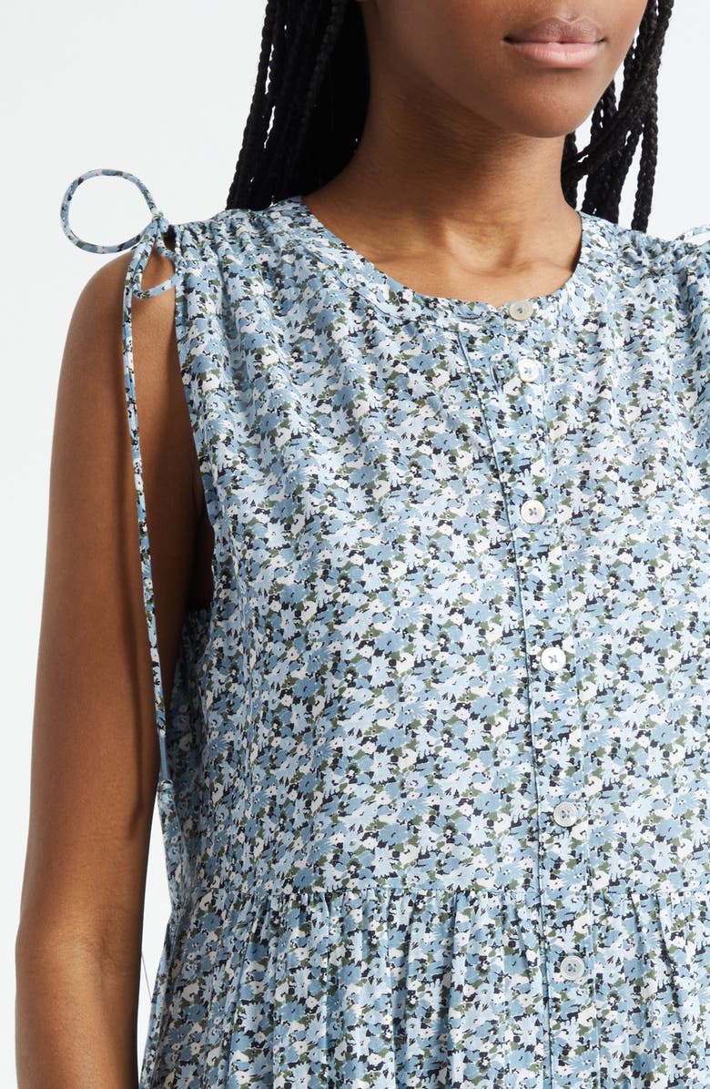 Veronica Beard Yulianna Floral Cotton Blend Dress, Alternate, color, Lake Mist Multi