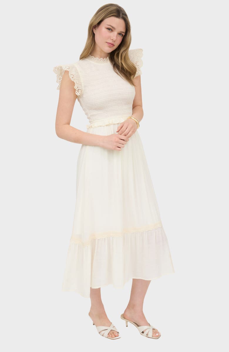 Blu Pepper Smocked Maxi Dress, Alternate, color, Ivory