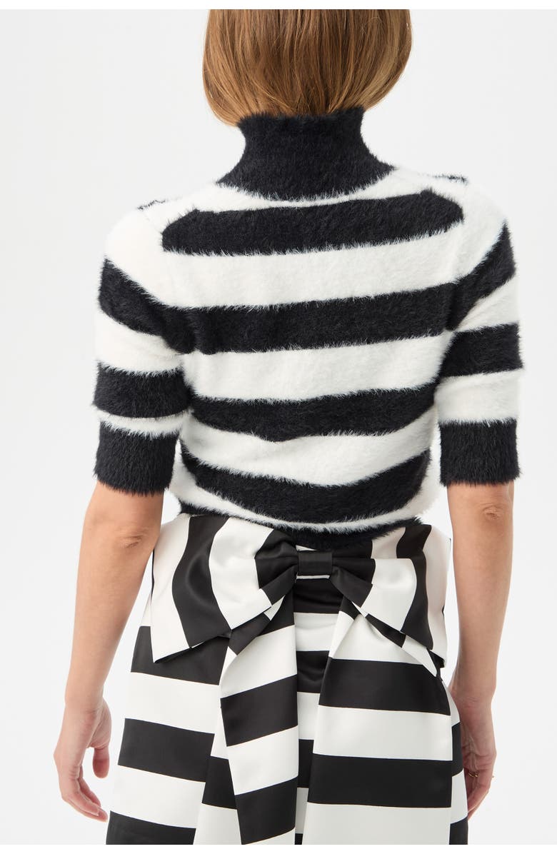 Trina Turk Mali Mock Neck Fuzzy Sweater, Alternate, color, Black/Winter White