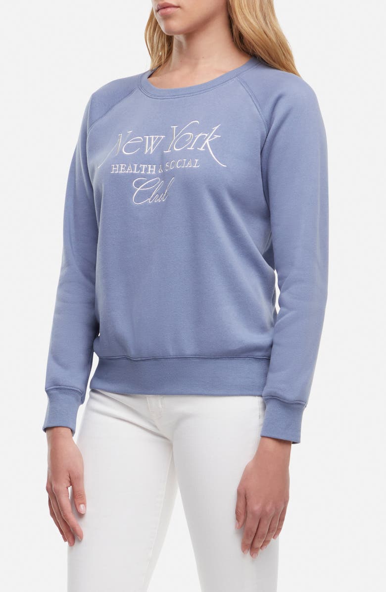 Wildfox Keely NYC Health Embroidered Graphic Sweatshirt, Alternate, color, Blue