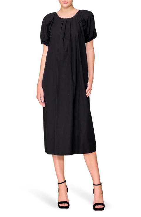 Bubble Sleeve Midi Shift Dress