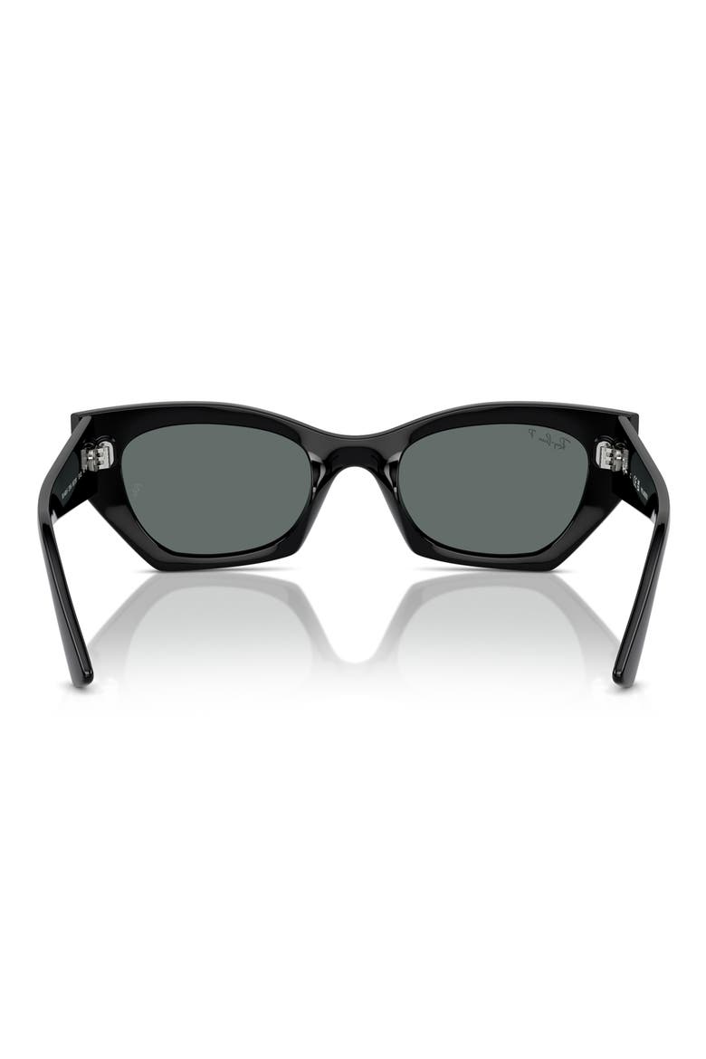 Zena 52mm Polarized Irregular Butterfly Sunglasses, Alternate, color, BLACK