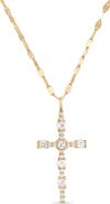 LANA 14K Gold Elevated Diamond Cross Pendant Necklace