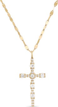 LANA 14K Gold Elevated Diamond Cross Pendant Necklace