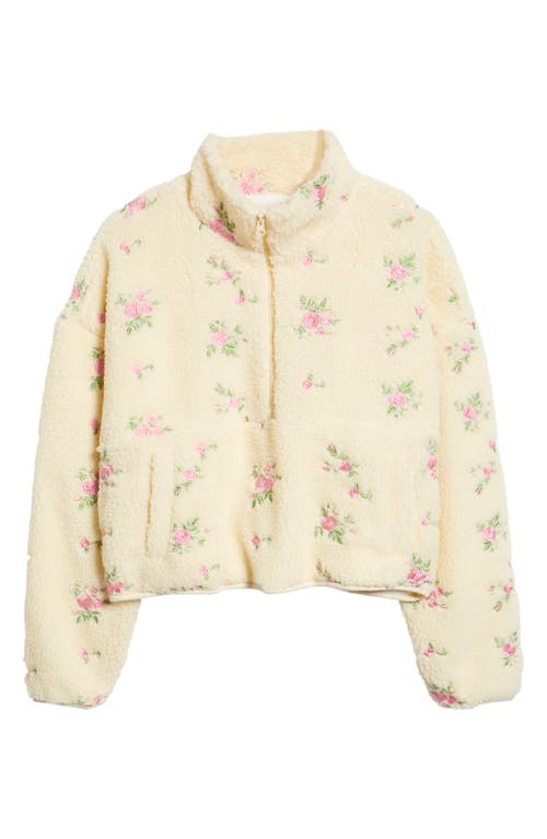 Happy Camp3r Rose Petals Quarter Zip Pullover In Neutral