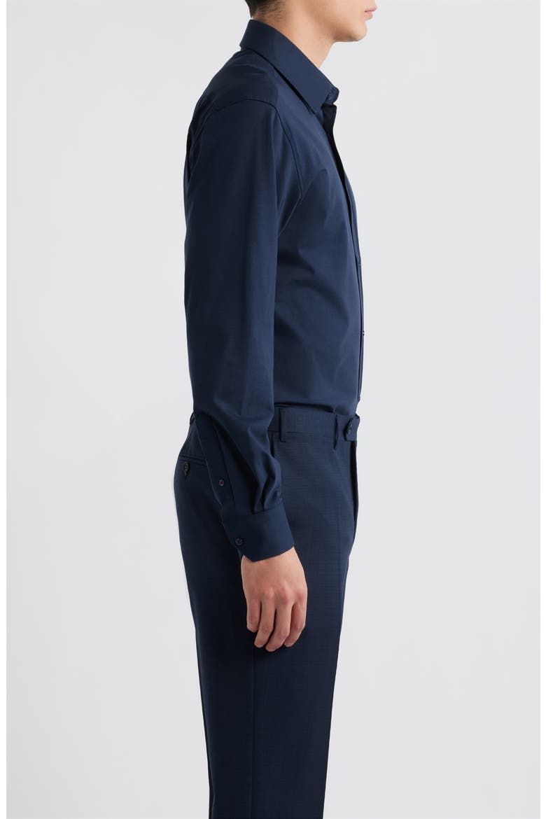 Modern Fit Solid Navy Knit Cotton Dress Shirt, Alternate, color, NAVY