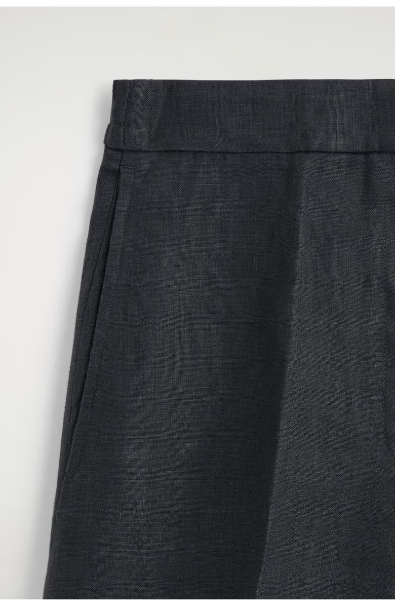 COS Tailored Elasticated Linen Shorts, Alternate, color, Black