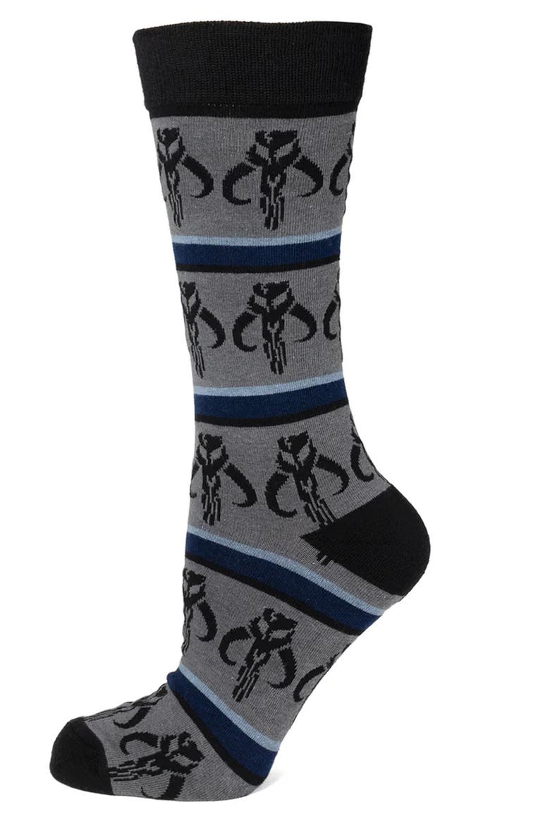 Mandalorian Mythosaur Crew Socks & Lapel Pin Gift Set, Alternate, color, GREY MULTI