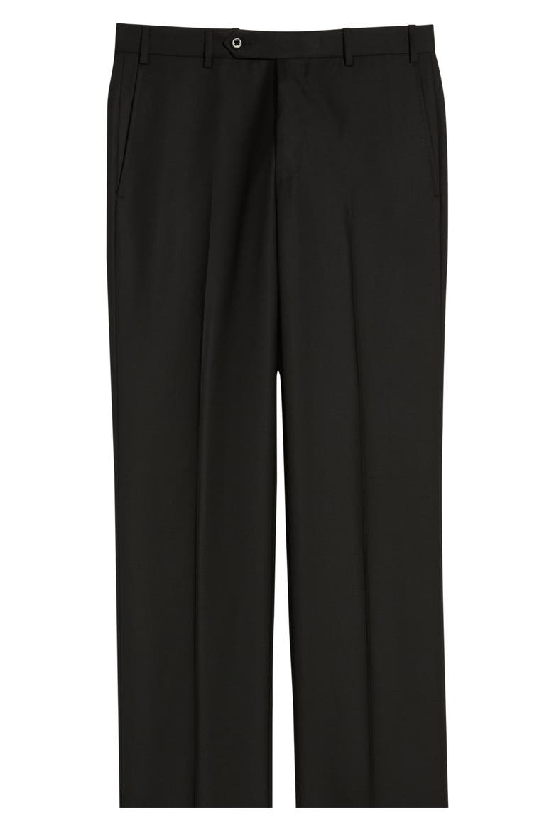 Todd Relaxed Fit Flat Front Solid Wool Dress Pants, Alternate, color, BLACK