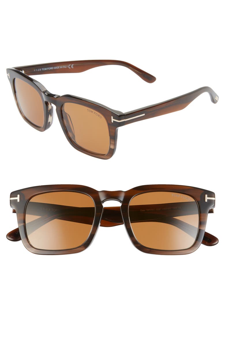 TOM FORD Dax 50mm Square Sunglasses, Main, color, 