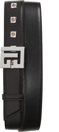 Men's Logo Buckle Leather Belt