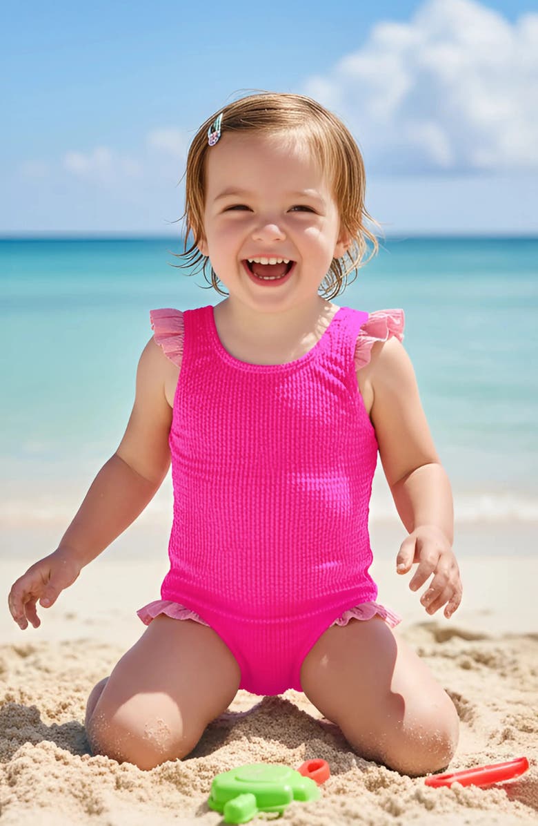 Limeapple Toddler Crinkle Ruffle One Piece, Alternate, color, Fuschia