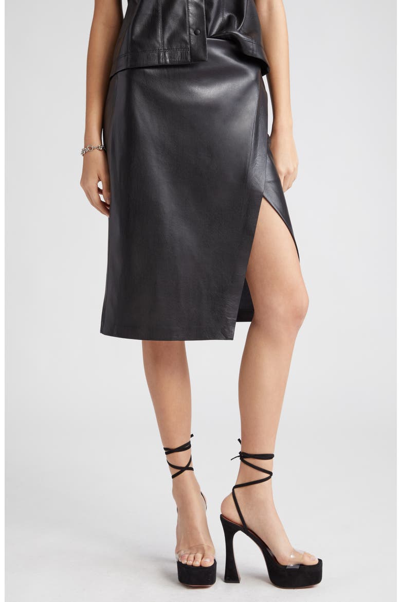Siobhan Faux Leather Skirt, Alternate, color, BLACK
